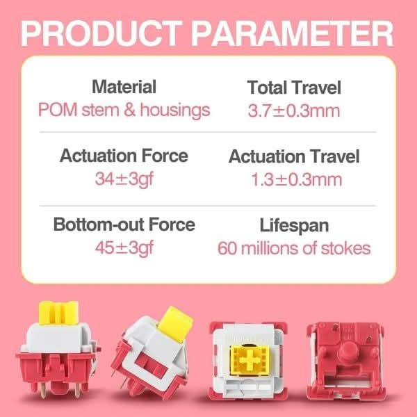 Aula LEOBOG Nimbus Linear Mechanical Switch – Ultra-Smooth, Pre-Lubed, Hot-Swappable, Ideal for Custom Keyboards, 100pcs (NS100)
