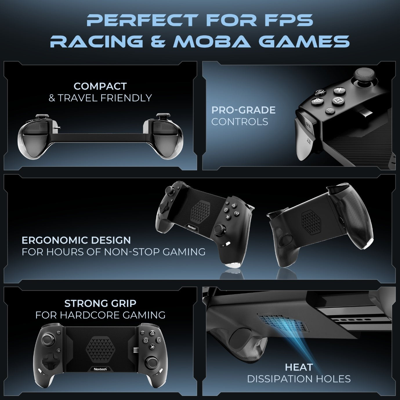 KLUTCH ONE GAMEPAD WITH IPHONE/ANDROID, XBOX, HID & KEYMAP MODES | WIRED & BLUETOOTH CONNECTIVITY | LIGHTING INDICATORS | GAMING CONTROLLER FOR MOBILE, PC,CONSOLE | WIRELESS GAMEPAD & JOYSTICK