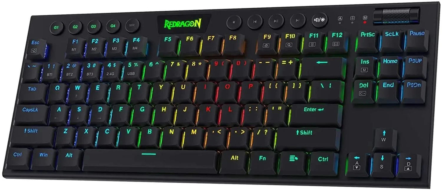 Redragon K621 Horus TKL RGB Mechanical Keyboard, 5.0 BT/2.4 Ghz/Wired Three Modes 80% Ultra-Thin Low Profile & Linear Red Switches, Black