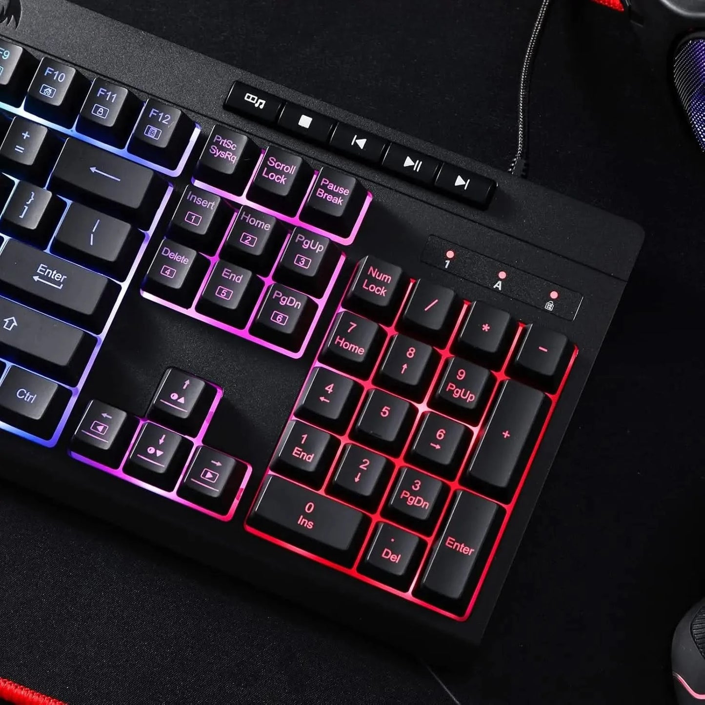 Redragon Shiva K512 RGB Backlit Membrane Wired Gaming Keyboard with Multimedia Keys, 6 Extra On-Board Macro Keys, Dedicated Media Control (Black)
