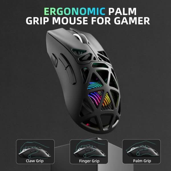 AULA SC620 Tri-Mode Wireless Gaming Mouse for PC, Laptop, Mac Black (SC620B)