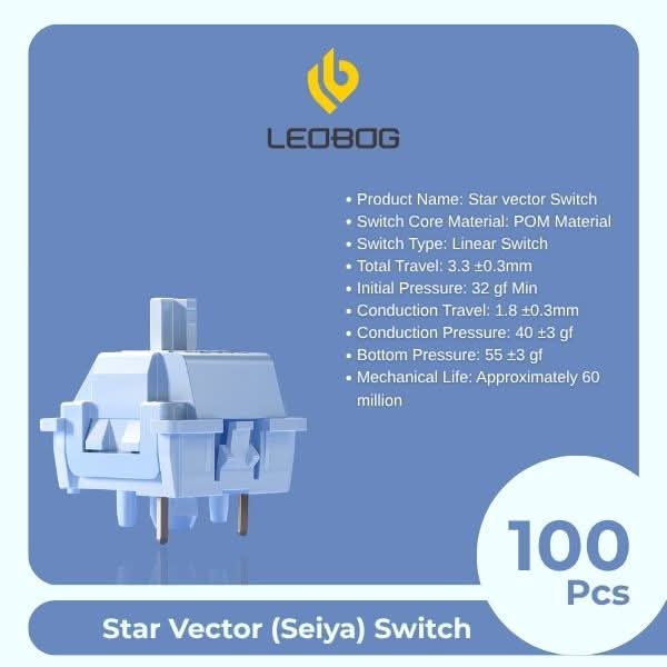 Aula LEOBOG Star Vector (Seiya) Linear Switch – Ultra-Smooth, Pre-Lubed, Hot-Swappable for Custom Keyboards – 100pcs (SS100)