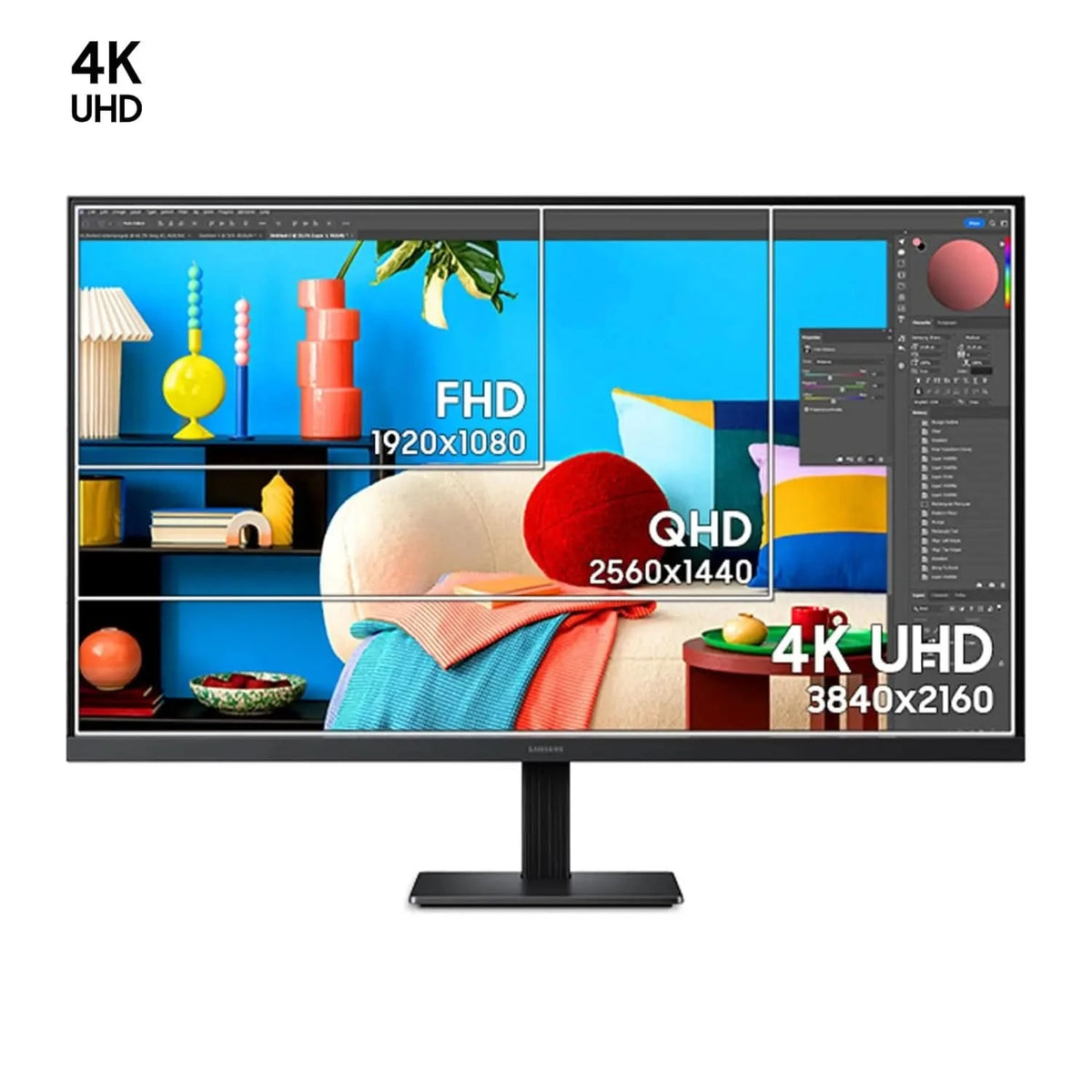 Samsung 27 Inch Monitor, QHD Resolution, HDMI, DisplayPort, LS27H700EAWXXL