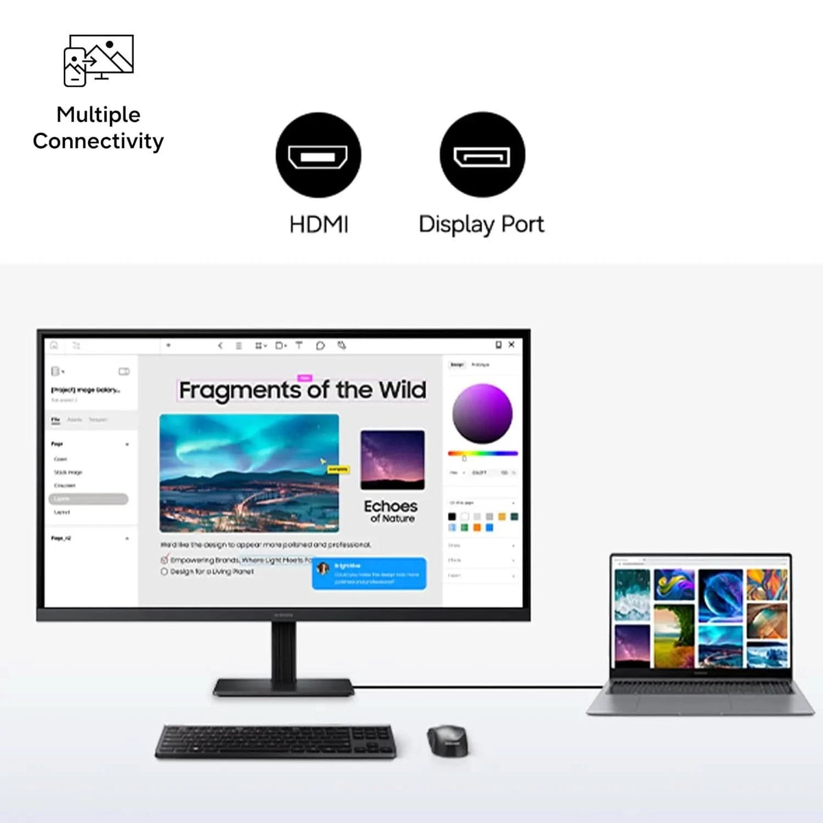 Samsung 27 Inch Monitor, QHD Resolution, HDMI, DisplayPort, LS27H700EAWXXL
