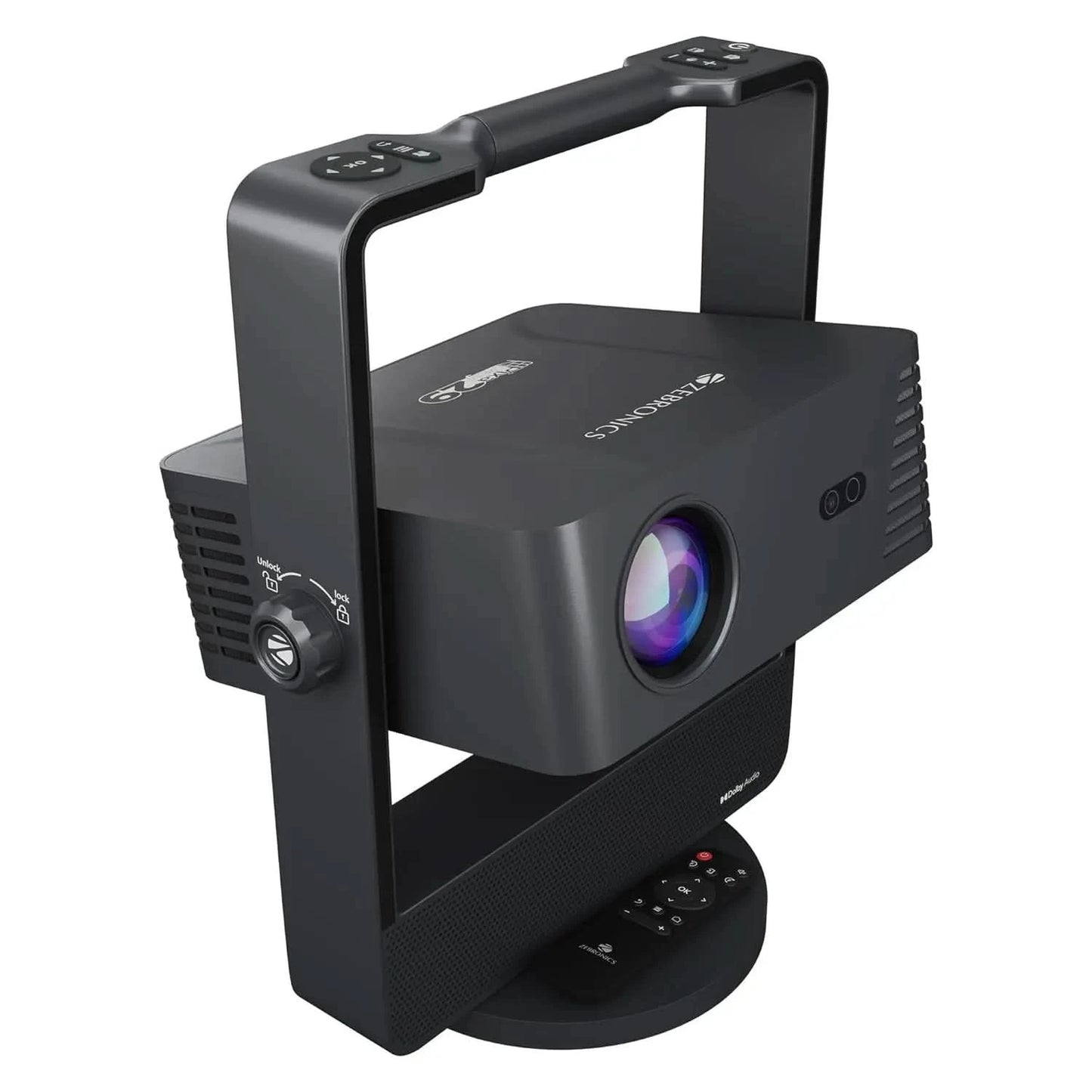 ZEBRONICS PIXAPLAY 29, Smart Projector, 14500 Lumens, Dolby Audio, 4K Support, 200 Inch Screen Size, Supports Bluetooth, HDMI, USB, WiFi, 1080p Native, Auto Focus, Keystone, APP Support, Miracas