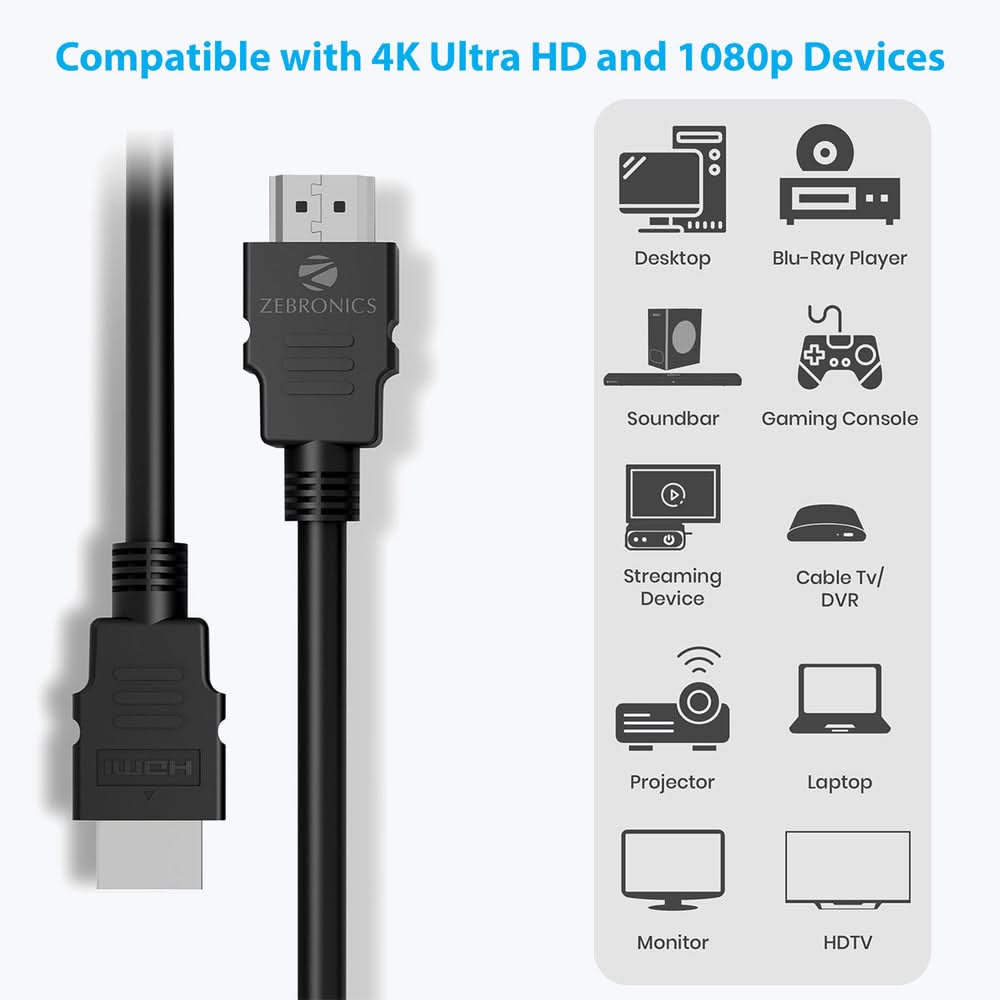 CABLE HDMI 3 MTR ZEBRONICS HAA3020C