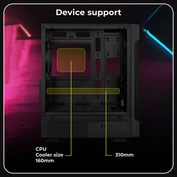 ZEBRONICS Stealth ARGB MATX Mini Tower Cabinet (Black)