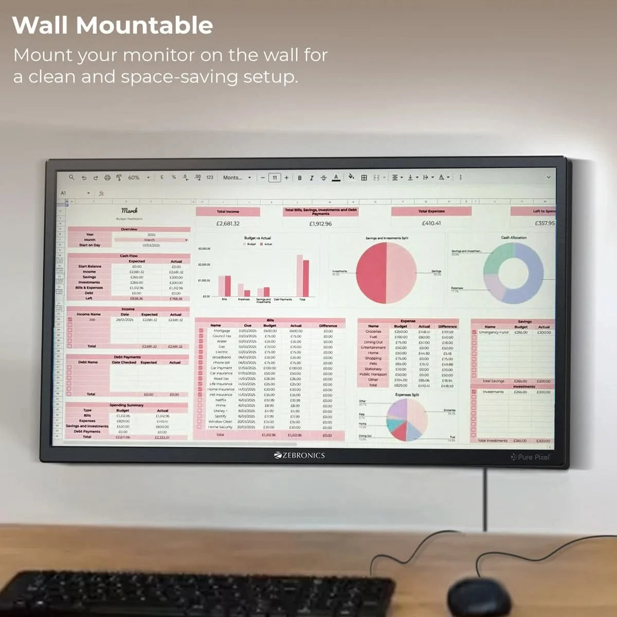 Zebronics PA224 24 Inch LED Monitor, Full HD Display, HDMI, Slim Design