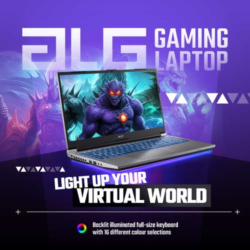 ACER ALG GAMING LAPTOP 13TH GEN INTEL CORE I7 PROCESSOR (16GB DDR4/512GB SSD/6GB RTX3050 GRAPHICS/144HZ/WIN11HOME/WIFI 6) AL15G-53, 39.62CM (15.6 INCH) FHD DISPLAY, PREMIUM METAL BODY, STEEL GRAY, 1.99KG UN.34LSI.002