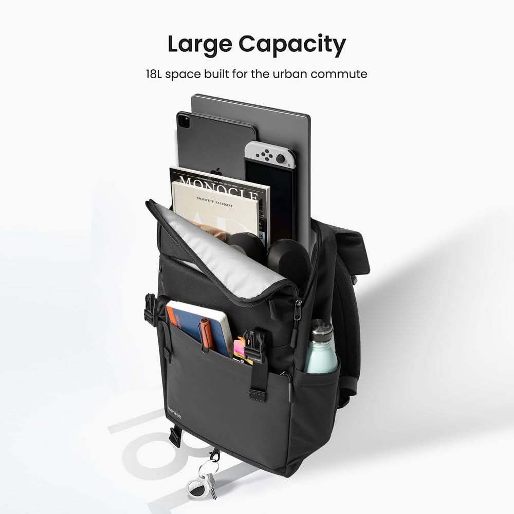TOMTOC SLASH-T64 FLIP LAPTOP BACKPACK 15.6 INCH/18L-BLACK