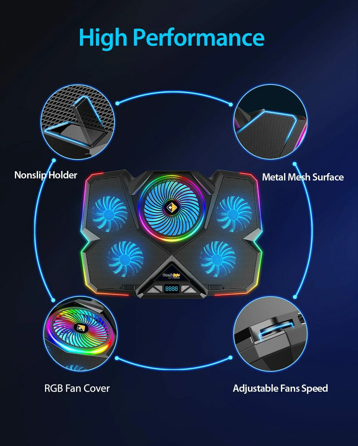 COSMIC BYTE CYCLONE RGB COOLING PAD BLACK/BLUE