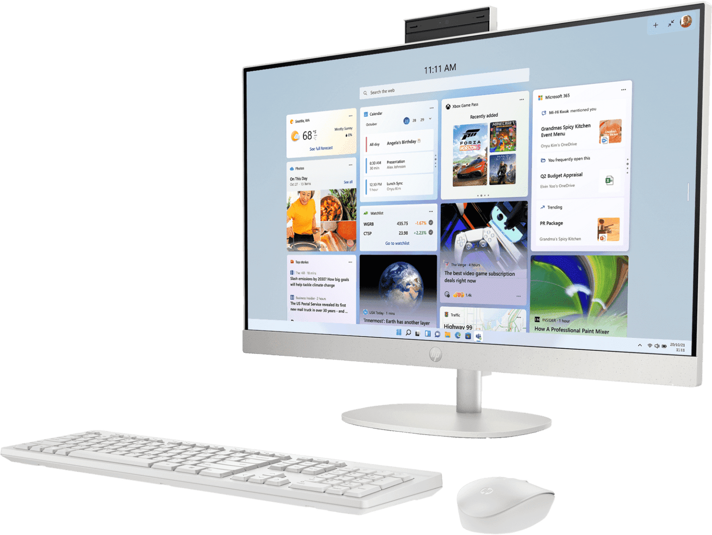 HP AIO 27 13th Gen Intel Core i3-1315U, 8GB, 512GB SSD, Intel UHD Graphics, 27 Inch FHD, Win 11, MS Office 2024, Shell White, CR0902IN