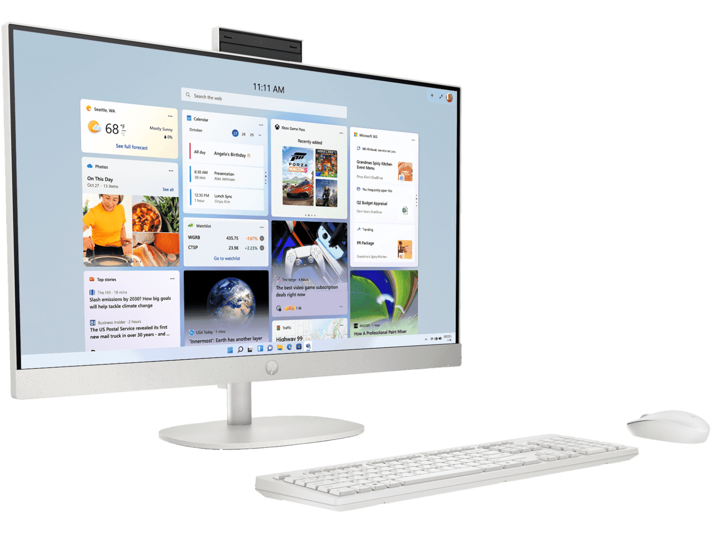 HP AIO 27 13th Gen Intel Core i3-1315U, 8GB, 512GB SSD, Intel UHD Graphics, 27 Inch FHD, Win 11, MS Office 2024, Shell White, CR0902IN