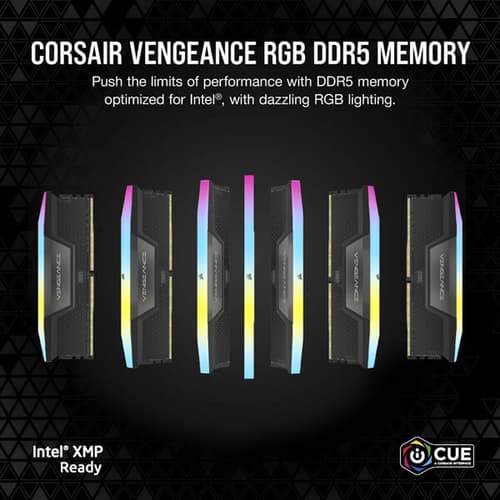 CORSAIR VENGEANCE-CMH96GX5M2B6400C32- RGB DDR5 96GB (2X48GB) DDR5 6400 CL32-40-40-84 1.4V STD PMIC INTEL XMP MEMORY - BLACK