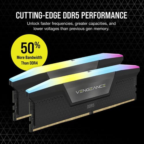 CORSAIR VENGEANCE-CMH96GX5M2B6400C32- RGB DDR5 96GB (2X48GB) DDR5 6400 CL32-40-40-84 1.4V STD PMIC INTEL XMP MEMORY - BLACK