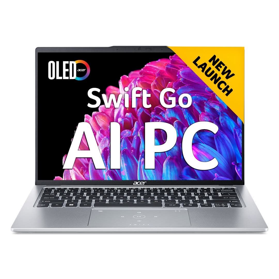 ACER SWIFT GO 14 OLED WUXGA IPS DISPLAY THIN AND LIGHT PREMIUM LAPTOP INTEL CORE ULTRA 7 PROCESSOR 155H (WINDOWS 11 HOME/16 GB/ 1 TB SSD/INTEL ARC GRAPHICS) SFG14-73 WITH 35.56CM, PURE SILVER, 1.3 KG NX.J2BSI.001