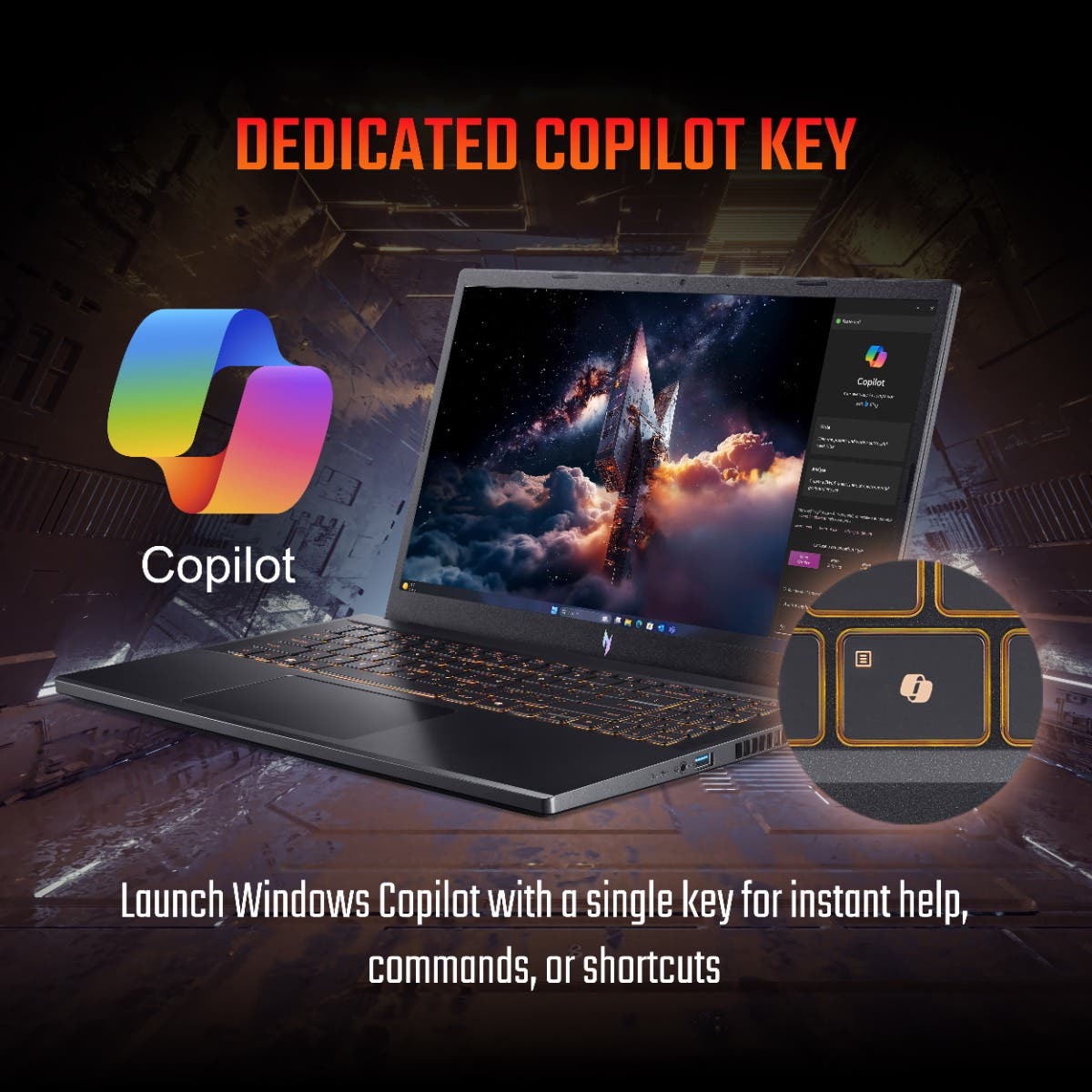 ACER NITRO V 15, GAMING LAPTOP, INTEL CORE 5 210H PROCESSOR, NVIDIA GEFORCE RTX 4050 - 6 GB OF GDDR6, 16 GB RAM, 512 GB SSD, FULL HD IPS, 15.6"/39.62 CM, 165 HZ, WINDOWS 11 HOME, OBSIDIAN BLACK, 2.113 KG, ANV15-52, AMBER BACKLIGHT KEYBOARD NH.QUASI.002