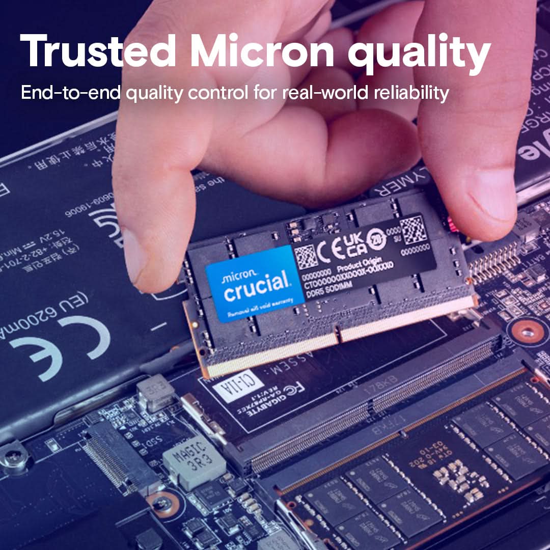 Crucial 16GB DDR5-5600 MHz SODIMM Laptop Ram CT16G56C46S5