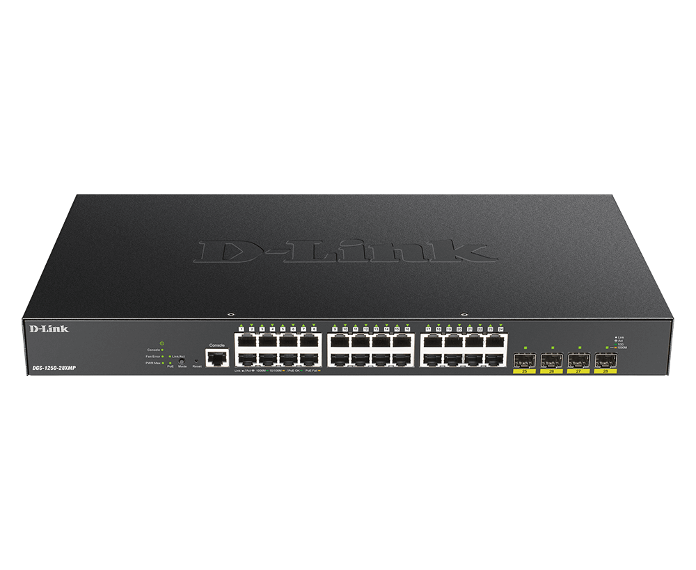 DLINK 28-PORT 10-GIGABIT SMART MANAGED POE SWITCH DGS-1250-28XMP