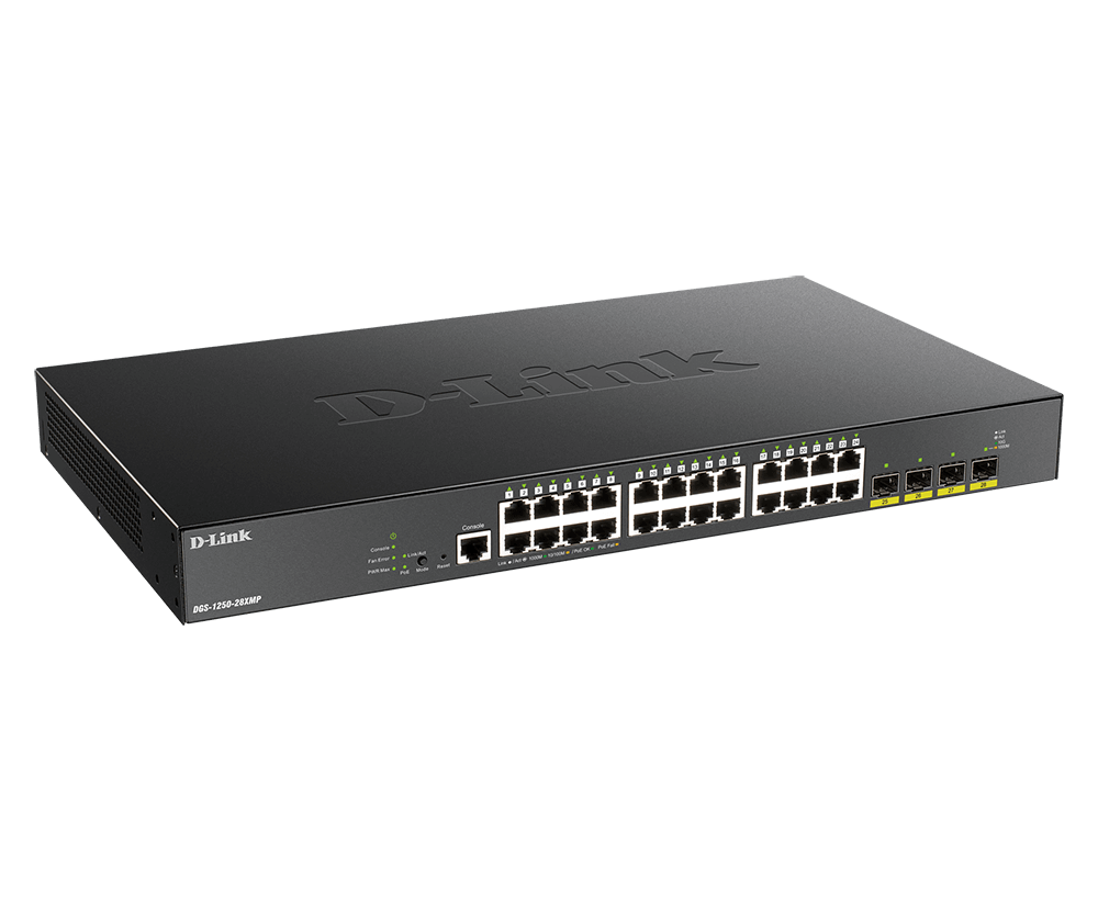 DLINK 28-PORT 10-GIGABIT SMART MANAGED POE SWITCH DGS-1250-28XMP