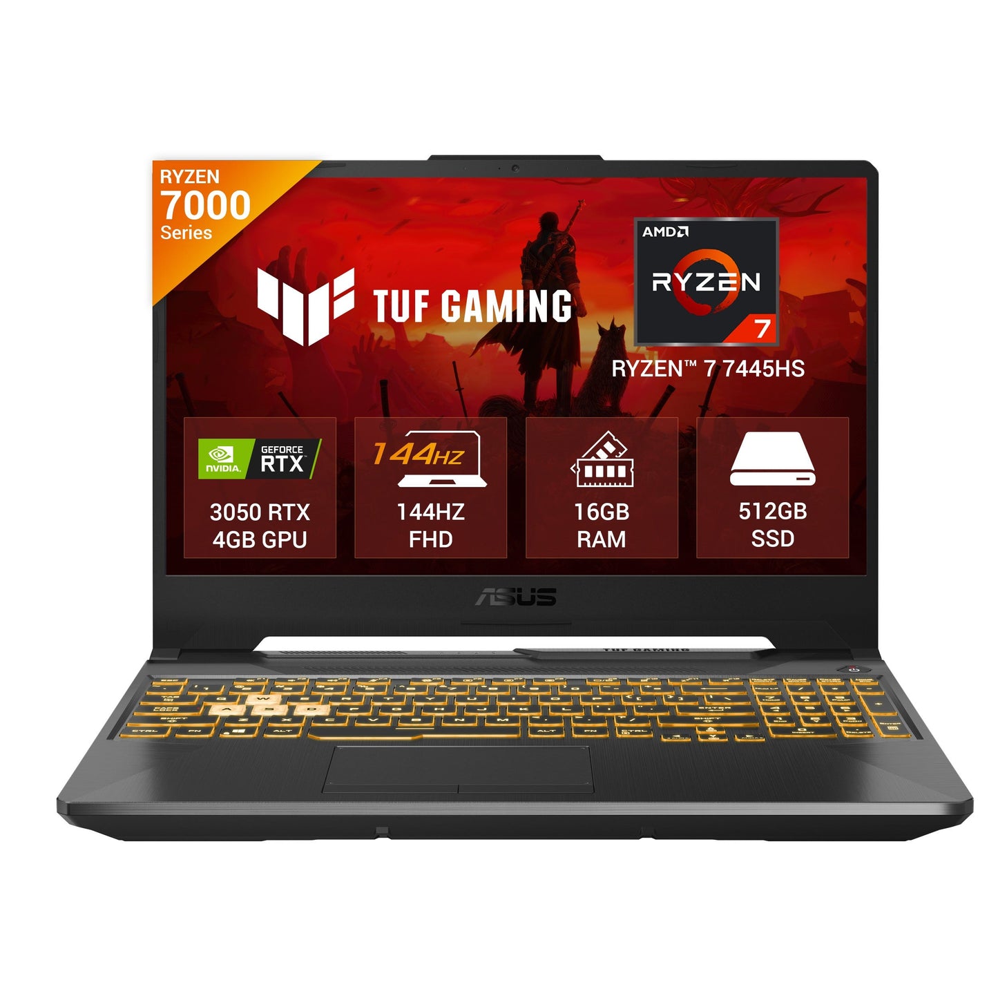 ASUS TUF GAMING A15, GAMING LAPTOP, AMD RYZEN 7 7445HS, RTX 3050 GPU (16GB/512GB/39.62 CMS (15.6) FHD/WINDOWS 11 HOME/MICROSOFT OFFICE HOME 2024 + MICROSOFT 365 BASIC) FA506NCG-HN200WS