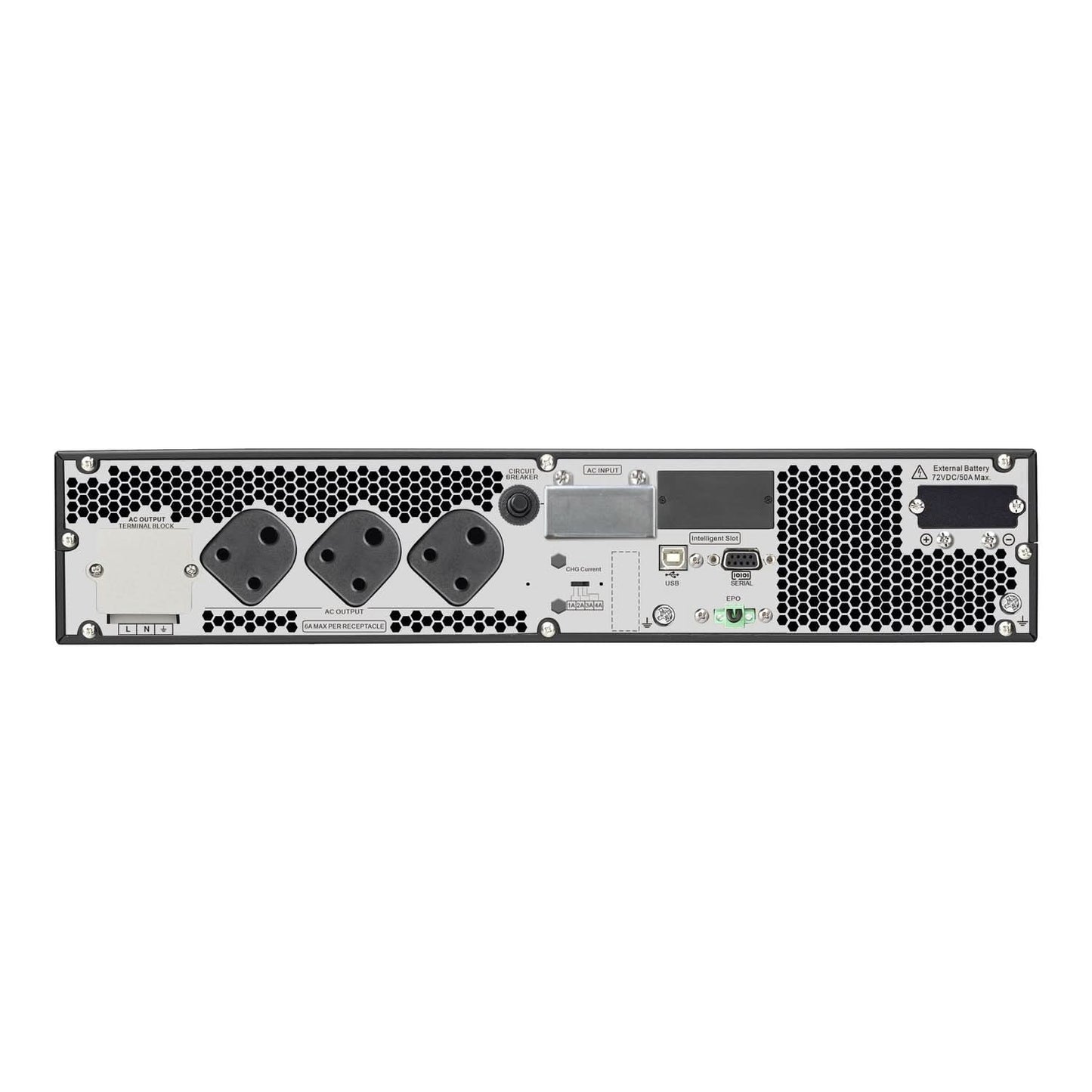 APC EASY UPS ON-LINE SRV2KRIL-IN - 2000VA/ 1600W | 230V | 3 INDIA 3-PIN 6A +HARD WIRE 3-WIRE(1P+N+E) OUTLETS | RACKMOUNT 4U | INTELLIGENT CARD SLOT | VISUAL LCD AND AUDIBLE ALARMS | EXTENDED RUNTIME, W/O RAIL KIT | 2 YEARS WARRANTY
