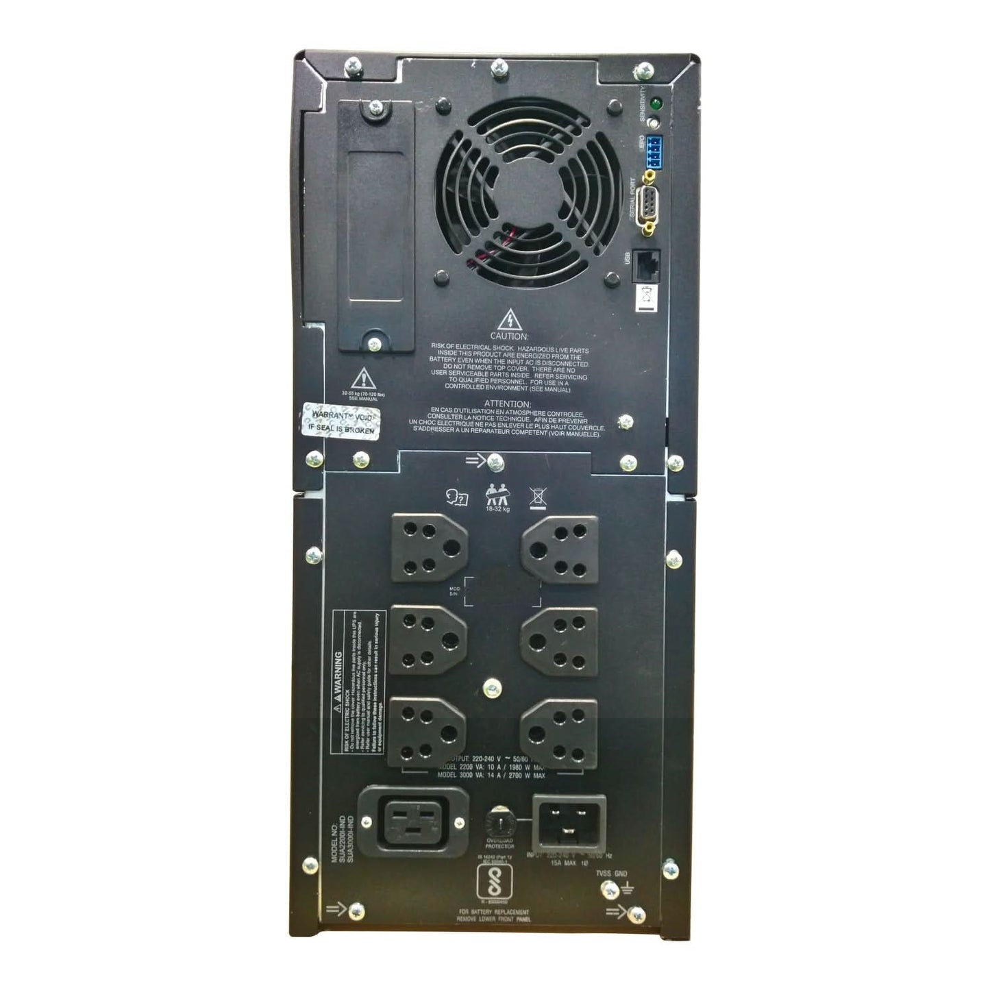 APC SMART-UPS SUA3000I-IND - 3000VA/ 2700W | 230V | 6 INDIA 3-PIN 6A OUTLETS | HIGH-CAPACITY UPS FOR ENTERPRISE SERVERS AND DATA CENTERS | AUTOMATIC VOLTAGE REGULATION | VISUAL LED AND AUDIBLE ALARMS | USER REPLACABLE BATTERY | ENERGY EFFICIENT |