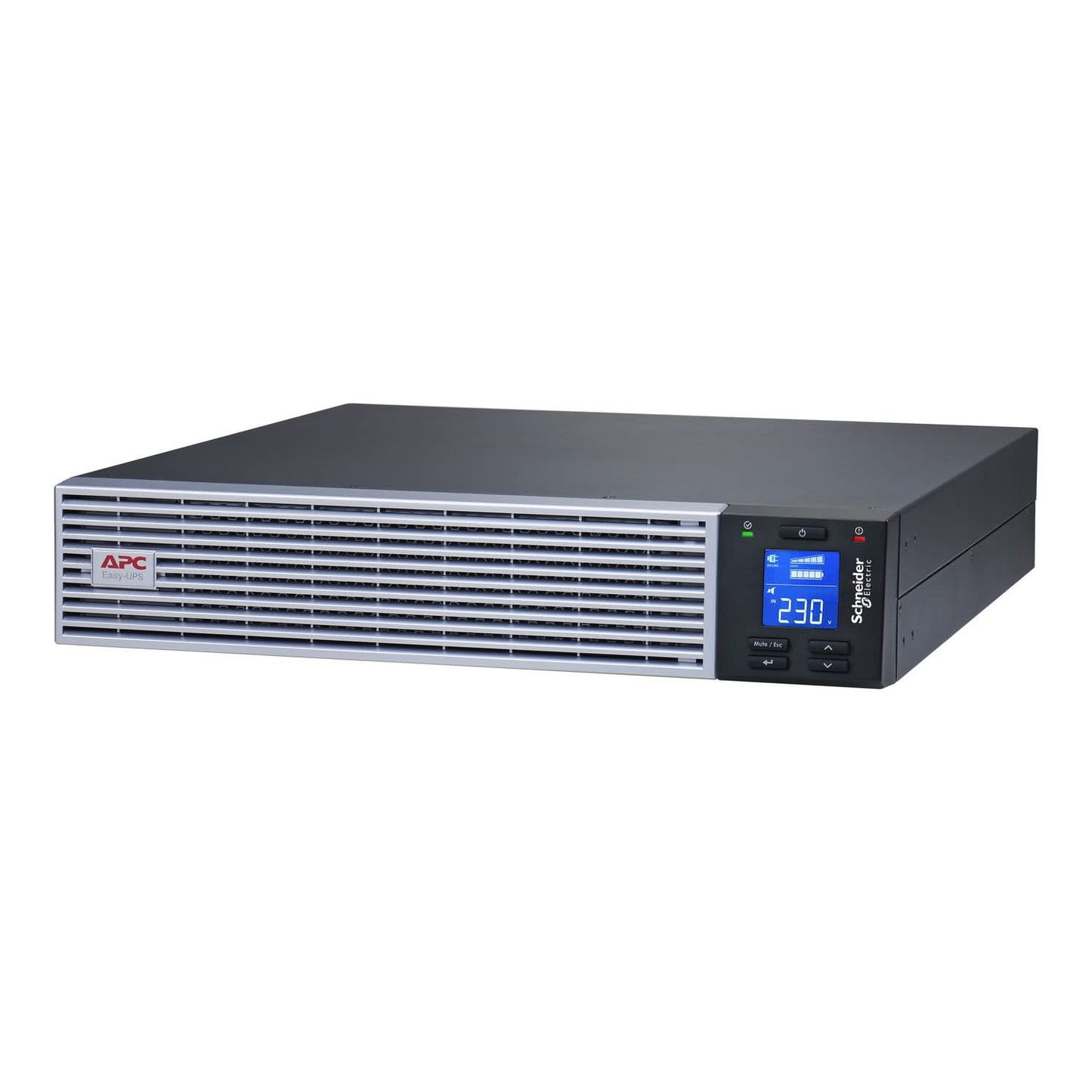 APC EASY UPS ON-LINE SRVL2KRI-IN - 2000VA/1800W |230V | 4 INDIA 3-PIN 6A + 1 HARD WIRE (1P+N+E) OUTLETS | LITHIUM-ION | RACK/TOWER 2U | INTELLIGENT CARD SLOT | VISUAL LCD AND AUDIBLE ALARMS | W/O RAIL KIT | 3 YEARS WARRANTY