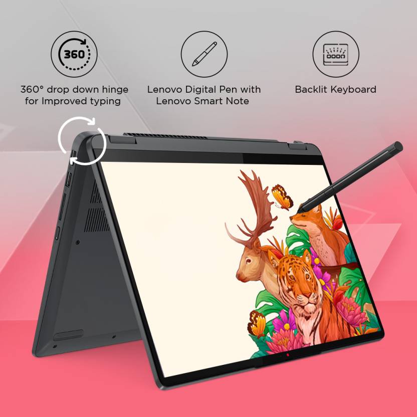 LENOVO IDEAPAD FLEX 5 INTEL CORE I7 13TH GEN 1355U - (16 GB/512 GB SSD/WINDOWS 11 HOME) 14IRU8 2 IN 1 LAPTOP (14 INCH, ARCTIC GREY, 1.5 KG, WITH MS OFFICE)