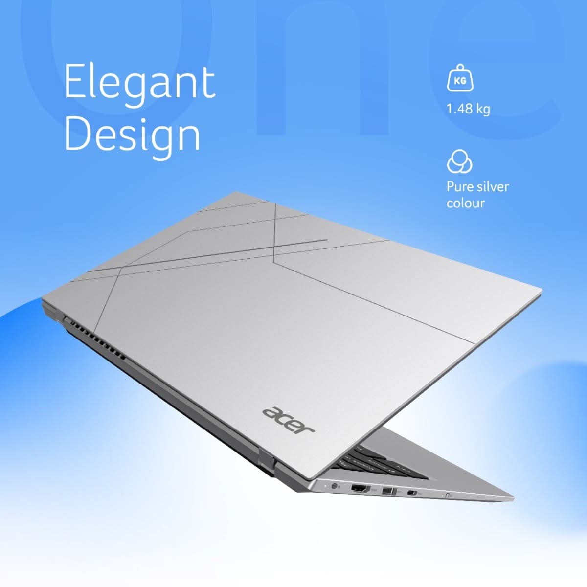 Acer Aspire One A114-43 (UN.37BSI.00E) Laptop, AMD Ryzen 3 7320U, 8GB RAM, 256GB SSD, 14 Inch FHD Display, Windows 11, Silver