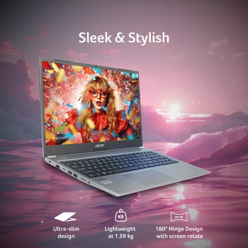 ACER ASPIRE LITE 13TH GEN INTEL CORE I3-1305U PROCESSOR LAPTOP (WINDOWS 11 HOME/ 8 GB RAM/ 512 GB SSD/INTEL GRAPHICS/MICROSOFT OFFICE) AL15-53 WITH 39.6 CM (15.6 INCH) FULL HD DISPLAY, STEEL GRAY, 1.59 KG UN.34ESI.005