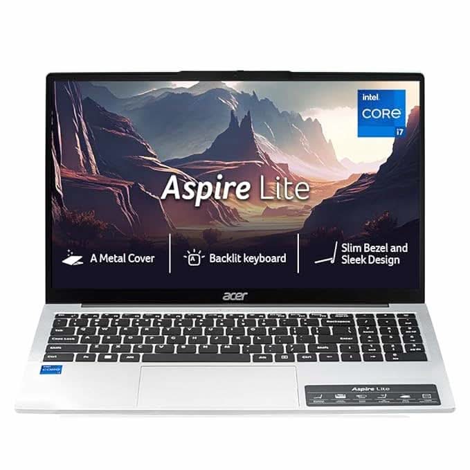 Acer Aspire Lite, 13th Gen, Intel Core i7-13620H Processor, 16 GB RAM, 1 TB SSD, Full HD IPS, 15.6"/39.62 cm, Windows 11 Home, MSO, Pure Silver, 1.70 kg, AL15-52H, Backlit keyboard, Thin and Light Laptop UN.347SI.00W