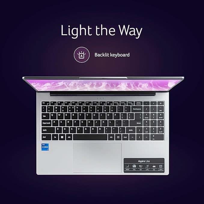 Acer Aspire Lite, 13th Gen, Intel Core i7-13620H Processor, 16 GB RAM, 1 TB SSD, Full HD IPS, 15.6"/39.62 cm, Windows 11 Home, MSO, Pure Silver, 1.70 kg, AL15-52H, Backlit keyboard, Thin and Light Laptop UN.347SI.00W