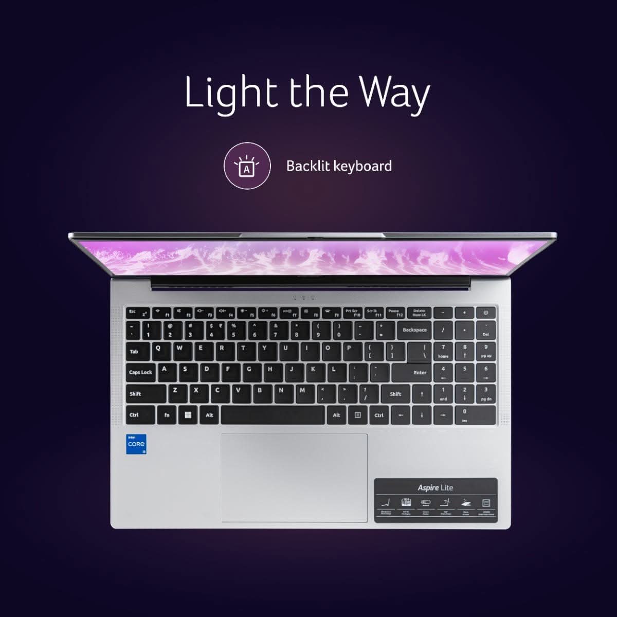 Acer Aspire Lite, Intel Core 5 processor 210H , 16 GB RAM, 512GB SSD, Full HD IPS, 15.6"/39.62 cm, Windows 11 Home, MS Office, Pure Silver, 1.70 kg, AL15-52H, Backlit keyboard, Thin and Light Laptop