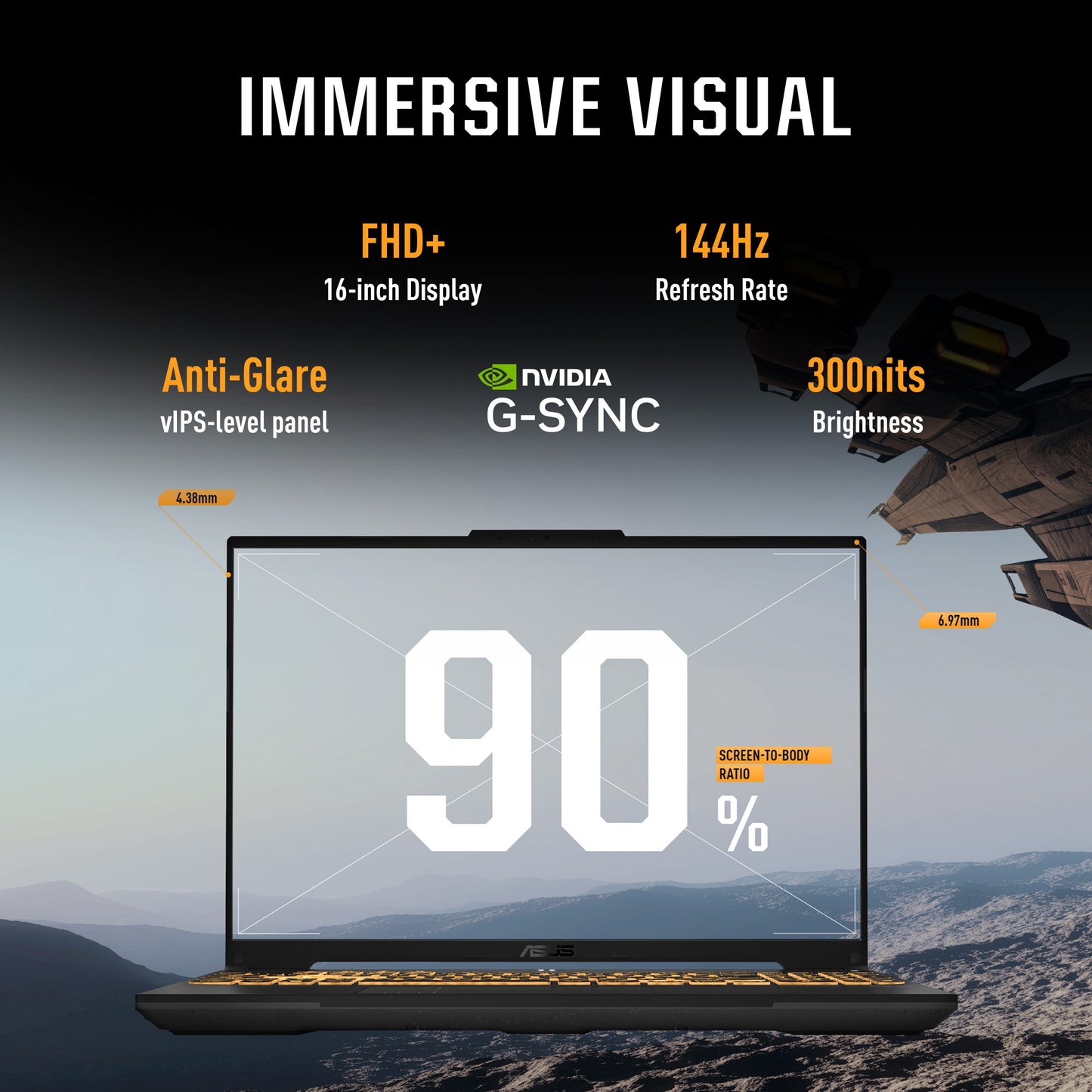 ASUS TUF GAMING F16, GAMING LAPTOP, INTEL CORE 5 210H, RTX 4050 GPU (16GB/512GB/40.64 CMS (16) FHD+/WINDOWS 11 HOME) FX677VU-RL055WS