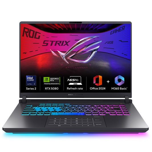 ASUS ROG STRIX G16, GAMING LAPTOP, INTEL CORE ULTRA 9 275HX, RTX 5080 GPU (32GB/1TB/40.64 CMS (16) FHD+/WINDOWS 11 HOME/OFFICE HOME 2024 + M365 BASIC (1 YEAR VALIDITY) G615LW-RV148WS