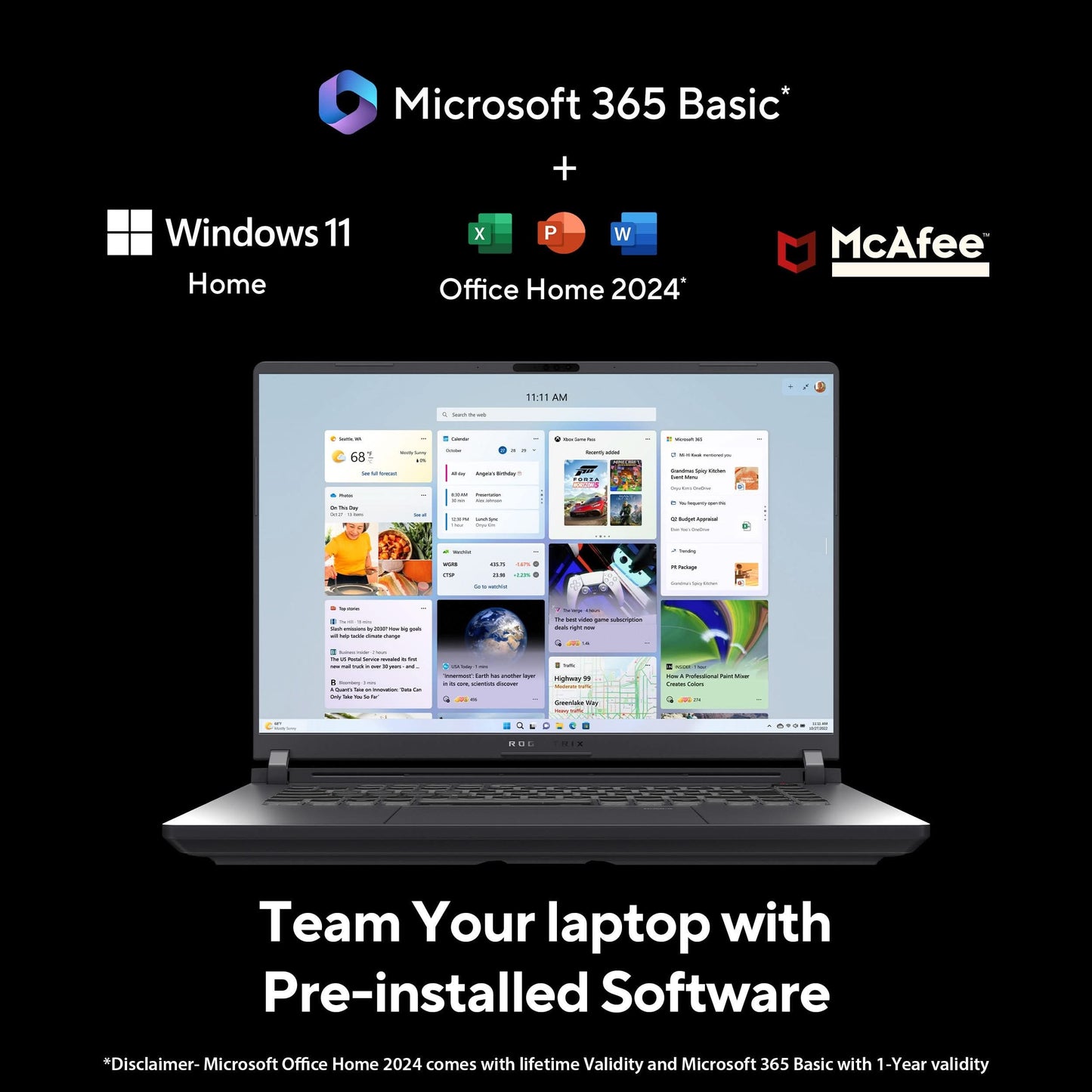 ASUS ROG STRIX G16, GAMING LAPTOP, AMD RYZEN 9 8940HX, RTX 5060 GPU (16GB/1TB/40.64 CMS (16) 2.5K/WINDOWS 11 HOME/OFFICE HOME 2024 + M365 BASIC (1 YEAR VALIDITY)*) G614PM-S5046WS