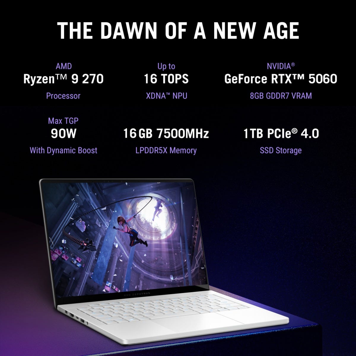 ASUS ROG ZEPHYRUS G14, GAMING LAPTOP, AMD RYZEN 9 270, RTX 5060 GPU (16GB/1TB/35.56 CMS (14) 3K/WINDOWS 11 HOME/OFFICE HOME 2024 + M365 BASIC (1 YEAR VALIDITY)*) GA403UM-QS007WS