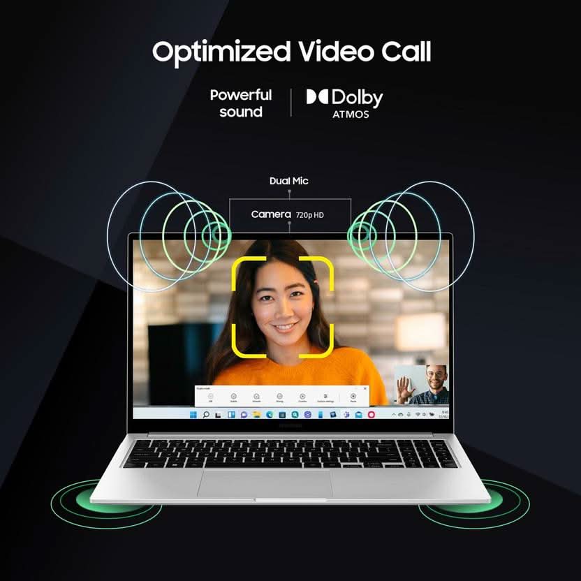 SAMSUNG GALAXY BOOK2 INTEL CORE I5 12TH GEN 1240P - (8 GB/512 GB SSD/WINDOWS 11 HOME/4 GB GRAPHICS) NP750XEE-XB1IN THIN AND LIGHT LAPTOP (15.6 INCH, SILVER, 1.6 KG, WITH MS OFFICE)