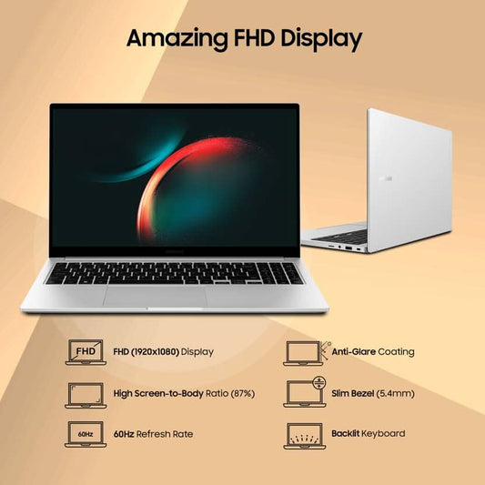 SAMSUNG GALAXY BOOK3 INTEL CORE I7 13TH GEN 1355U - (16 GB/512 GB SSD/WINDOWS 11 HOME) GALAXY BOOK3 THIN AND LIGHT LAPTOP (15.6 INCH, SILVER, 1.58 KG, WITH MS OFFICE)