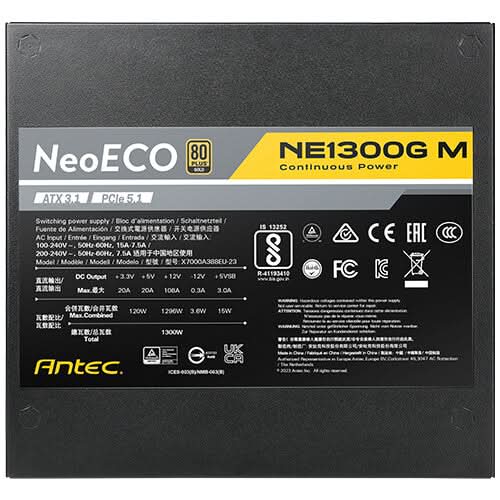 Antec NE1300G M ATX 3.1 Full Modular 1300W Power Supply
