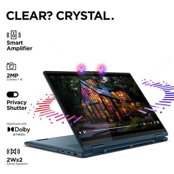 LENOVO YOGA 7 INTEL EVO CORE ULTRA 5 125H BUILT IN-AI 14 INCH(35.5CM) WUXGA OLED 400NITS 2-IN-1 LAPTOP (16GB/512GB SSD/WIN 11/MSO 21/100% DCI-P3/3 MON. GAME PASS/TIDAL TEAL/1.5KG), 83DJ00AKIN