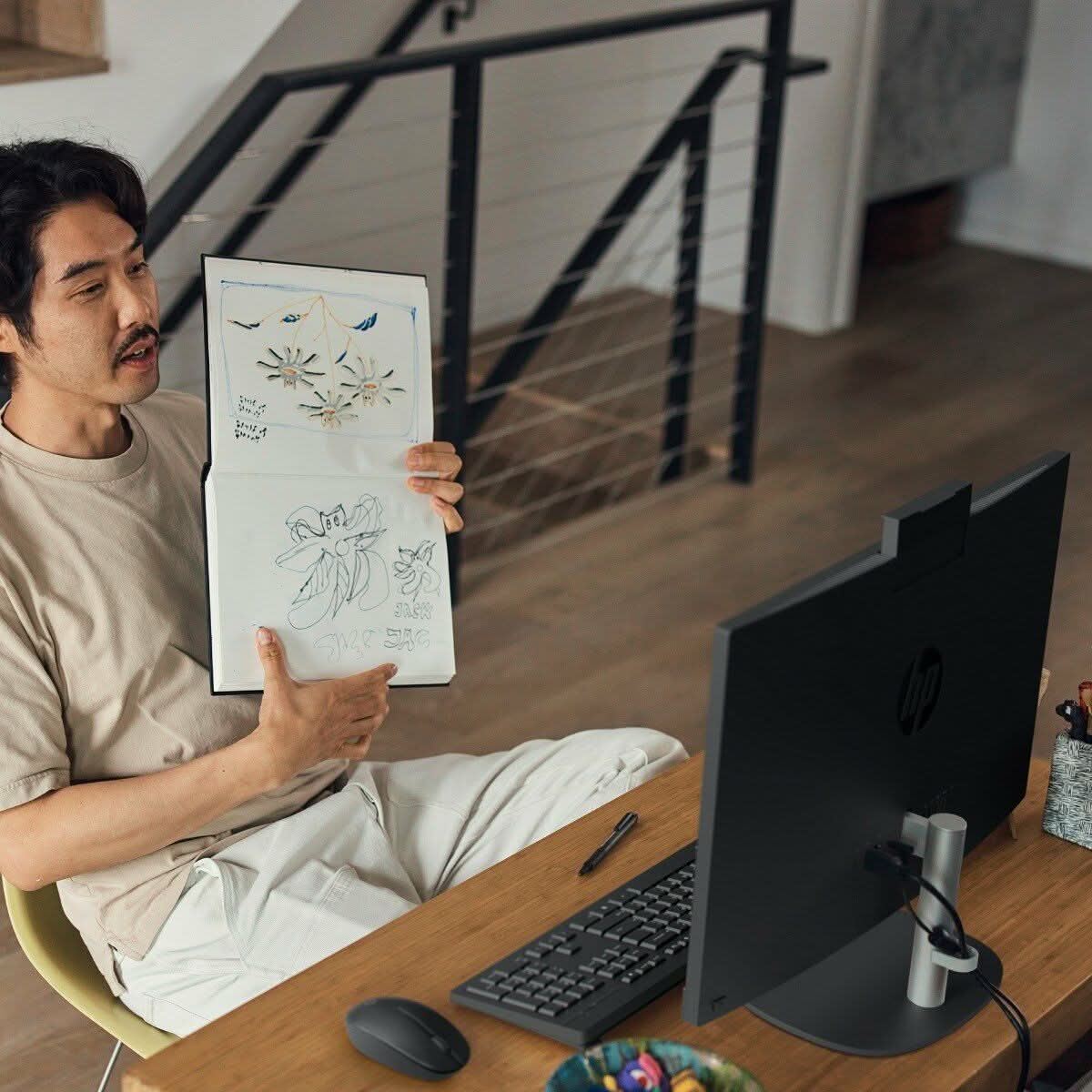 HP AIO 24 13th Gen Intel Core i3-1315U, 8GB, 512GB SSD, Intel UMA Graphics, 24 Inch FHD, Win 11 Home, MS Office 2024, Black, CR0903IN