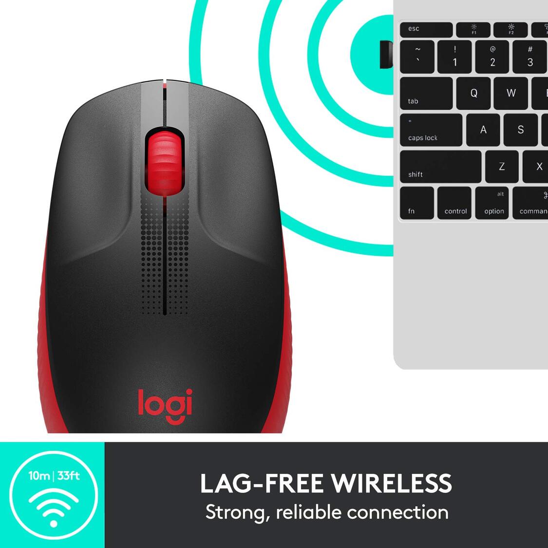 MOUSE-LOGITECH-WIRELESS-M190-RED