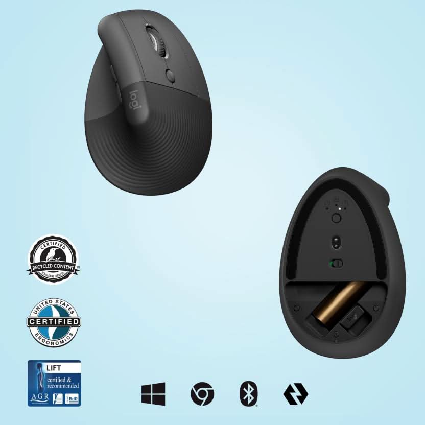 LOGITECH LIFT VERTICAL ERGONOMIC MOUSE WIRELESS GRAPHITE