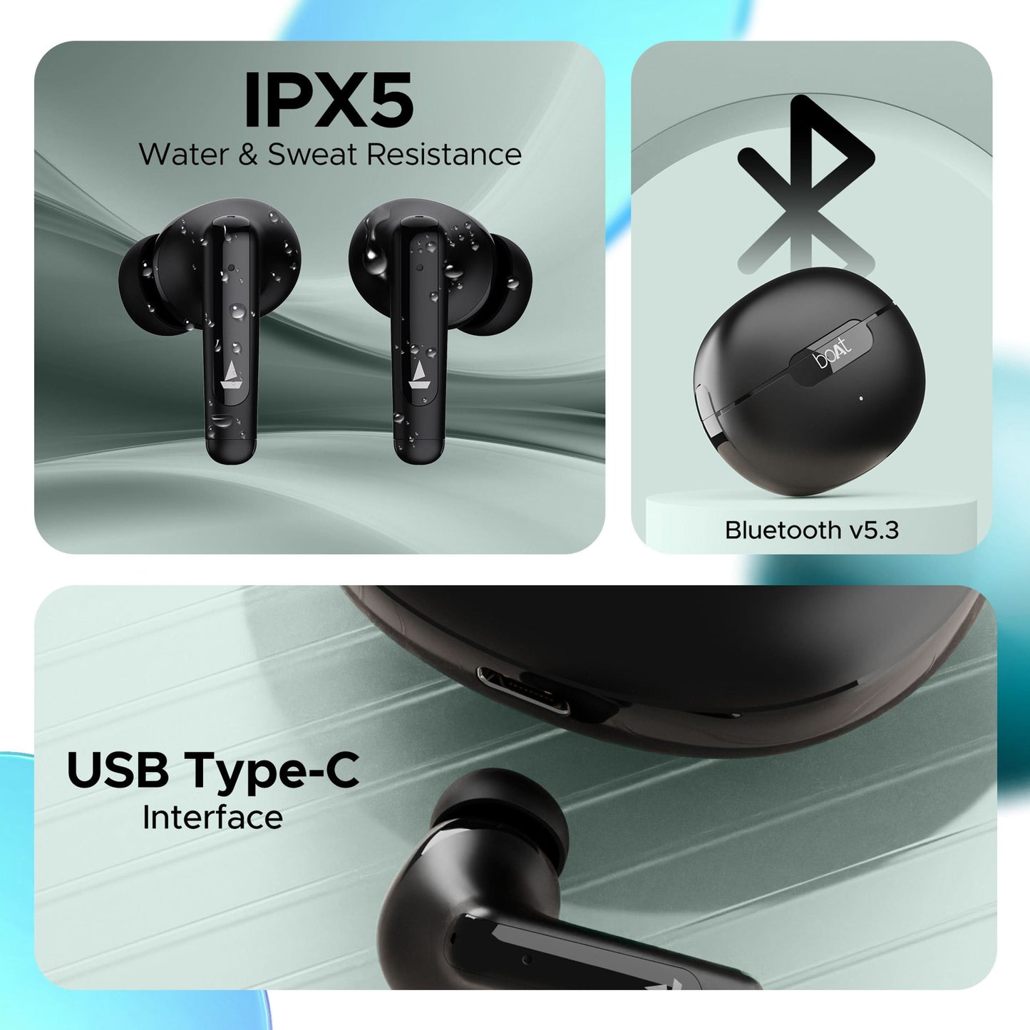 Boat Airdopes 161 ANC Active Noise Cancellation Bluetooth Earbuds (Black)