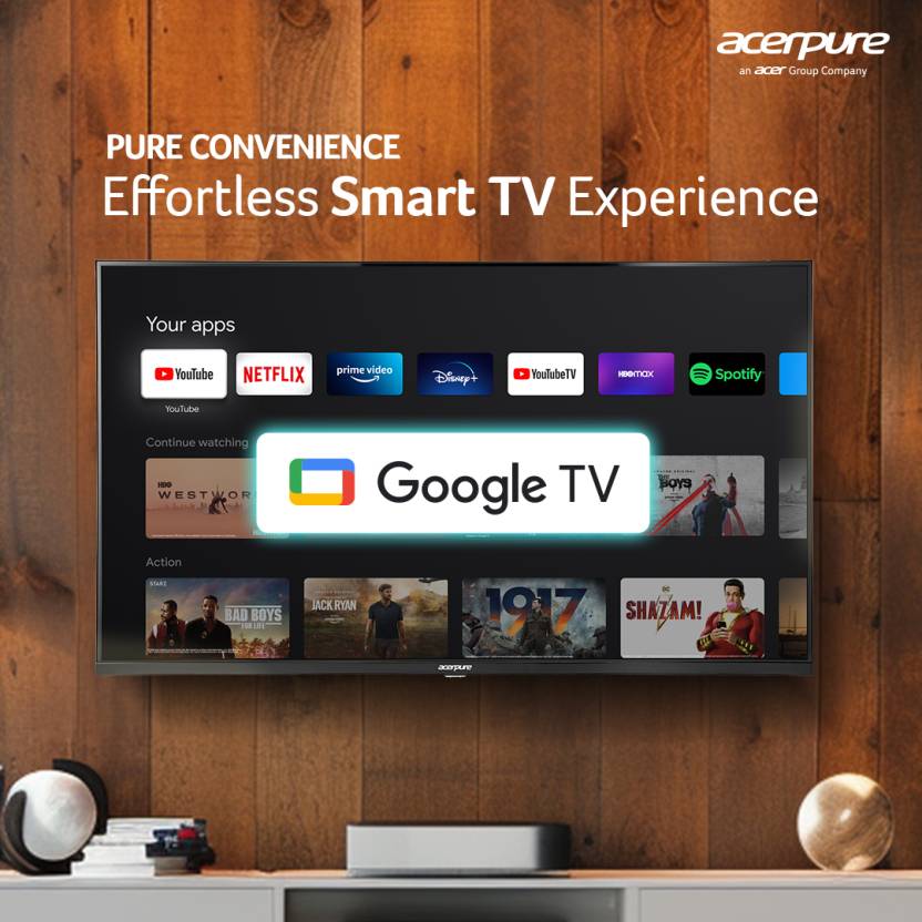ACERPURE ASPIRE TV BY ACER (2024 SERIES) 108 CM (43 INCH) FULL HD LED SMART GOOGLE TV WITH GOOGLE OS | DOLBY AUDIO | 2GB RAM (AP43FG41AASPD)