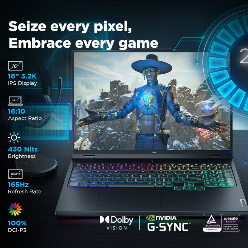 LENOVO LEGION 7 INTEL CORE I9 14TH GEN 14900HX - (32 GB/1 TB SSD/WINDOWS 11 HOME/8 GB GRAPHICS/NVIDIA GEFORCE RTX 4070) 16IRX9 GAMING LAPTOP (16 INCH, ECLIPSE BLACK, 2.24 KG, WITH MS OFFICE)