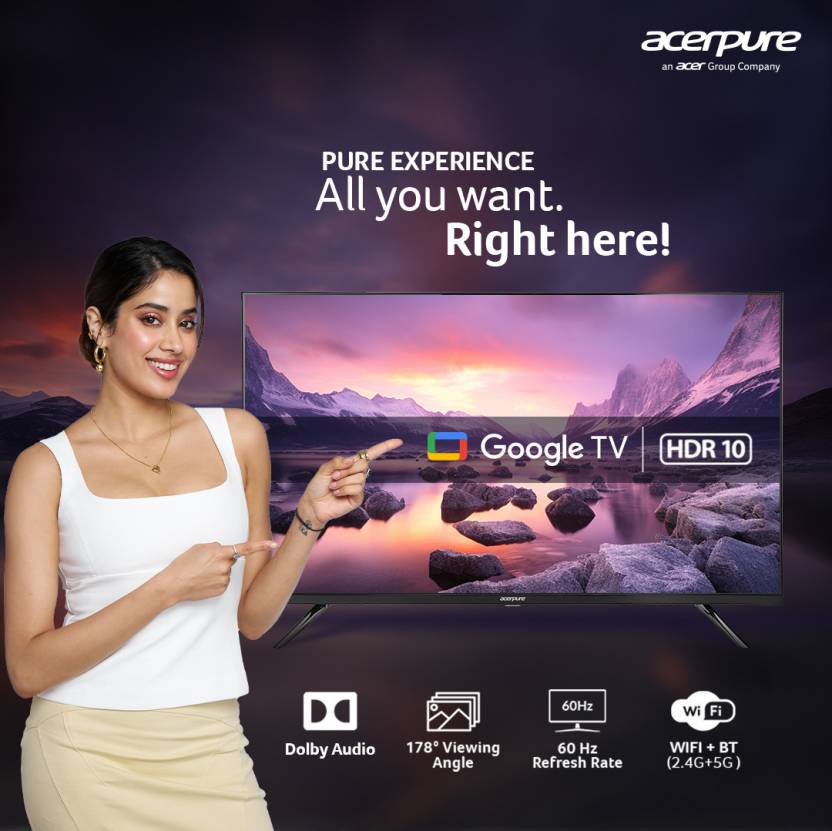 ACERPURE SWIFT TV BY ACER (2024 SERIES) 164 CM (65 INCH) ULTRA HD (4K) LED SMART GOOGLE TV WITH BEZEL-LESS | GOOGLE OS | VRR | ALLM | DOLBY ATMOS (AP65UG51ASFTD)