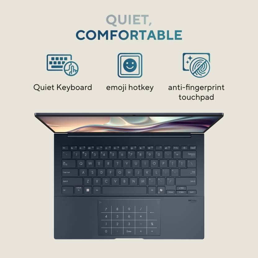 ASUS ZENBOOK 14 OLED (2025) WITH OFFICE 2024 + M365 BASIC*, AI PC INTEL CORE ULTRA 7 255H - (32 GB/1 TB SSD/WINDOWS 11 HOME) UX3405CA-PZ163WS THIN AND LIGHT LAPTOP (14 INCH, PONDER BLUE, 1.28 KG, WITH MS OFFICE)